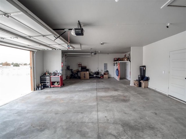 garage with a garage door opener