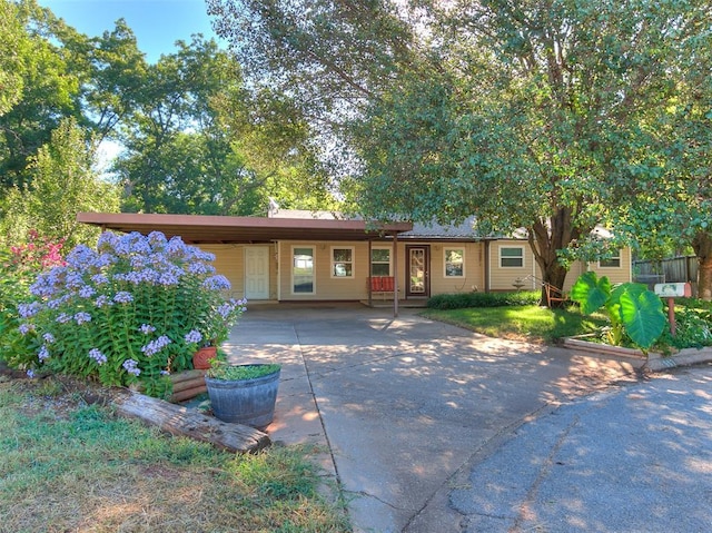 single story home featuring an attached carport and concrete driveway