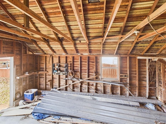 view of unfinished attic