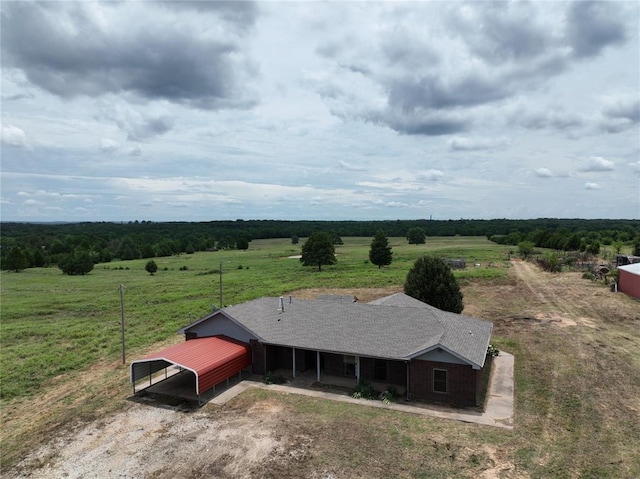 bird's eye view featuring a rural view