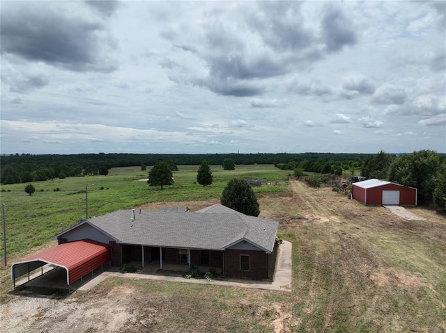 bird's eye view with a rural view