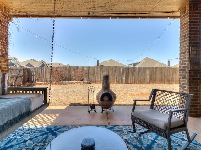 view of patio featuring a fenced backyard