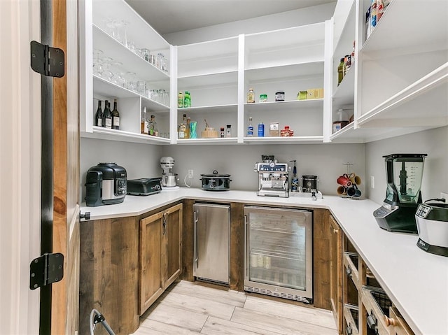 storage area with wine cooler