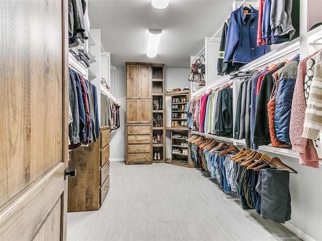 walk in closet featuring carpet floors