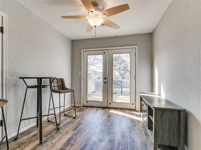 420 W Lincoln St, Purcell, OK 73080 - entryway featuring a textured wall, wood finished floors, and french doors
