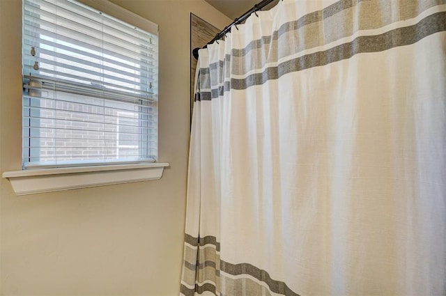 full bathroom featuring plenty of natural light and a shower with shower curtain