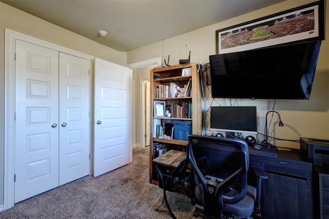 view of carpeted office space