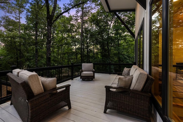 deck with an outdoor living space