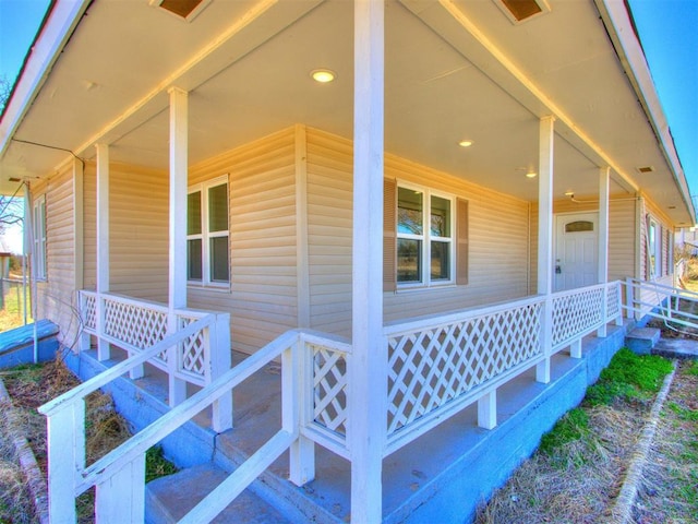 view of home's exterior featuring covered porch