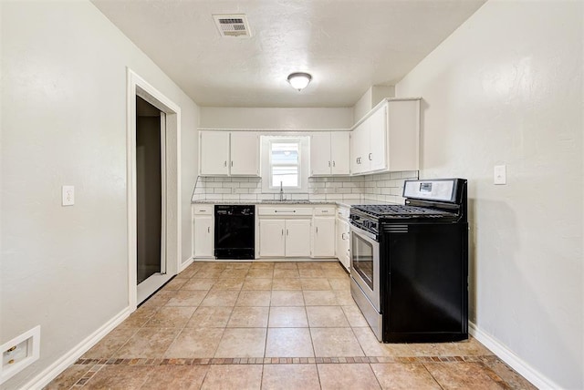 2625 SW 46th St, Oklahoma City, OK 73119 - kitchen with gas range, black dishwasher, a sink, backsplash, and light countertops