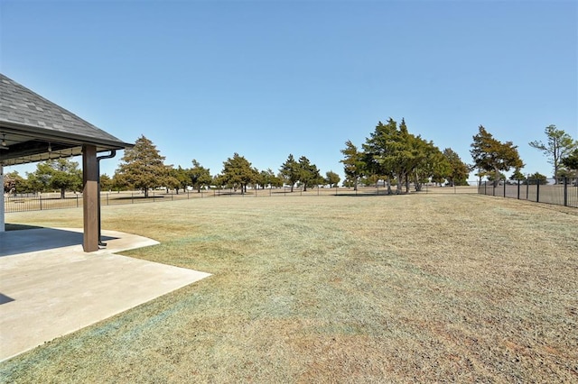 view of yard with a patio and fence