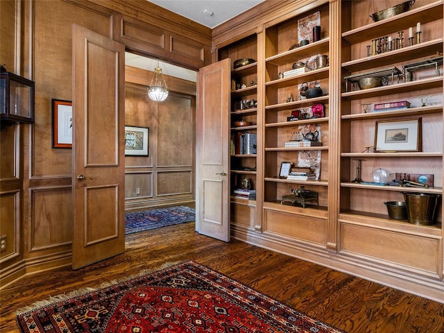 hallway featuring dark wood-style floors