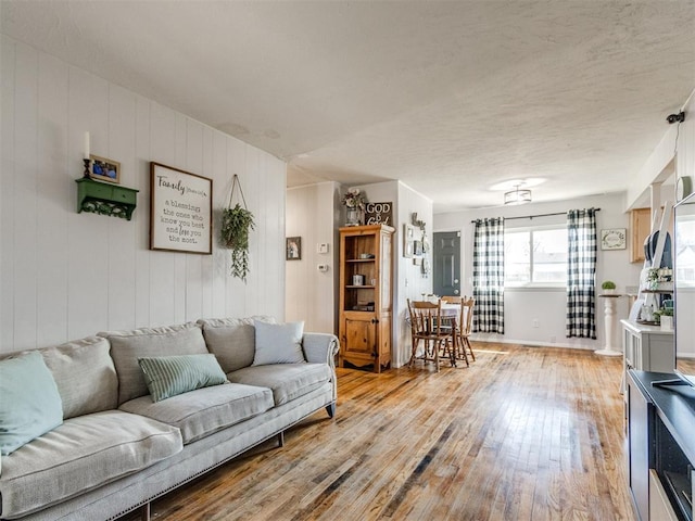 living area featuring light wood finished floors