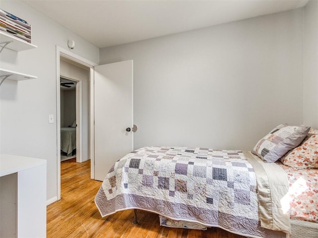 bedroom with light wood-type flooring