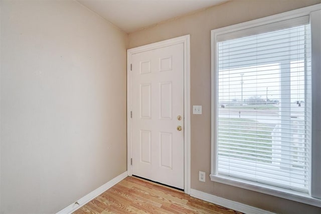 interior space featuring a healthy amount of sunlight, light wood-type flooring, and baseboards