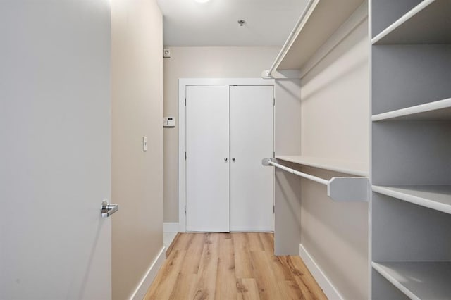 walk in closet featuring light wood-style flooring
