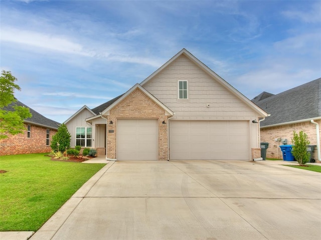 209 Pont Neuf Ct, Edmond, OK 73034 - traditional-style house with brick siding, a front yard, concrete driveway, and an attached garage