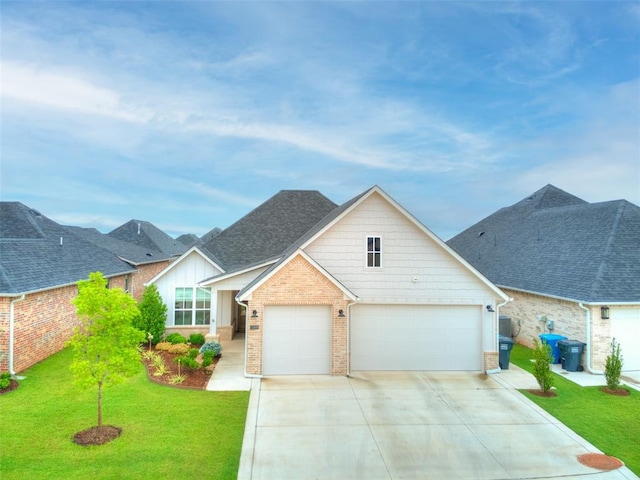 209 Pont Neuf Ct, Edmond, OK 73034 - traditional home with concrete driveway, a front lawn, brick siding, roof with shingles, and an attached garage