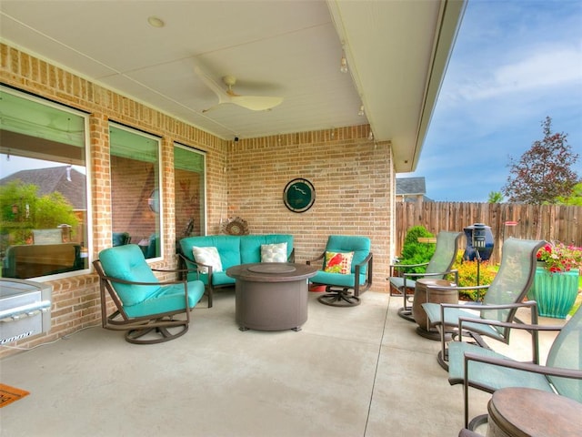 209 Pont Neuf Ct, Edmond, OK 73034 - view of patio with ceiling fan and an outdoor living space