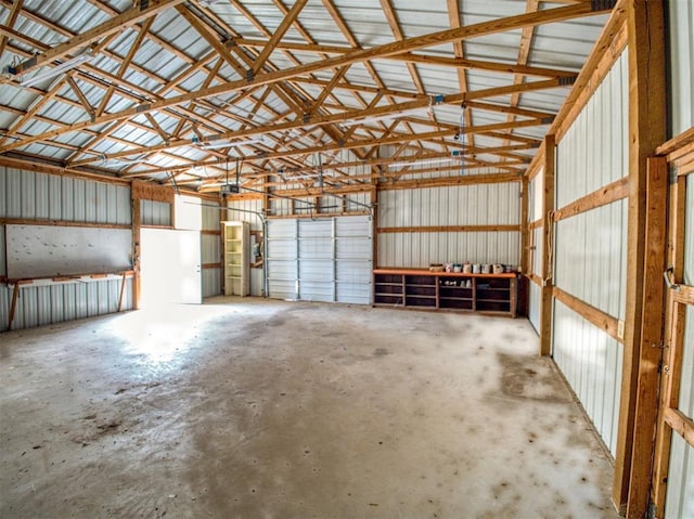 garage featuring metal wall