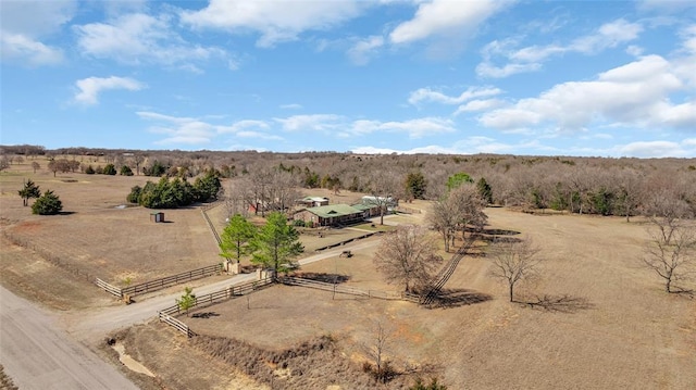 aerial view featuring a rural view