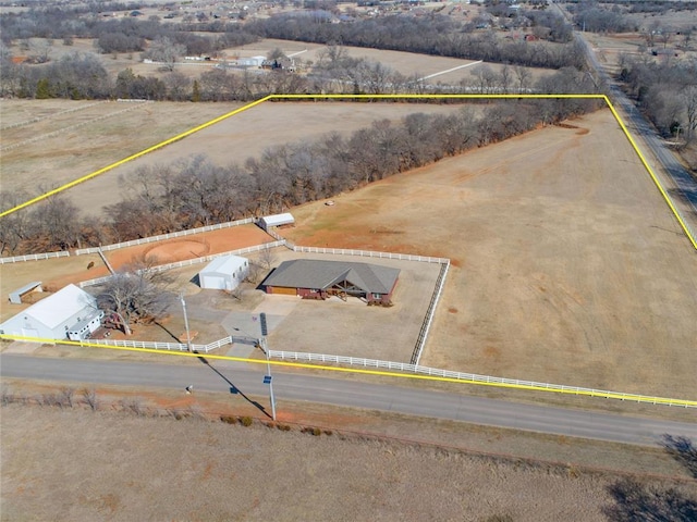 bird's eye view with a rural view
