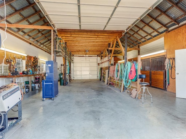 garage with metal wall