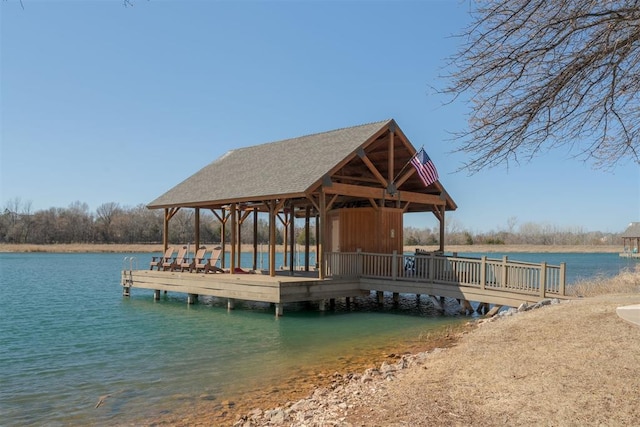 view of dock featuring a water view