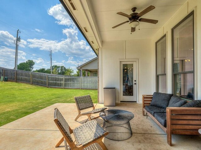 114 Alamosa Rd, Norman, OK 73069 - view of patio / terrace featuring ceiling fan and an outdoor hangout area