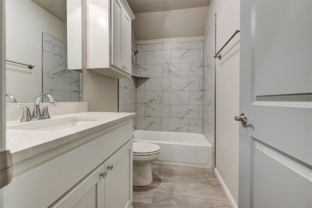 full bath featuring toilet, shower / washtub combination, and vanity