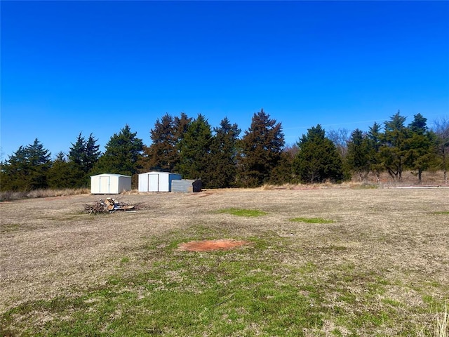 view of yard with a storage unit and an outdoor structure