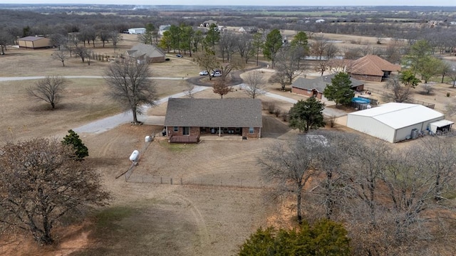 drone / aerial view with a rural view