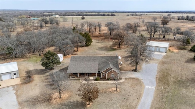 aerial view featuring a rural view