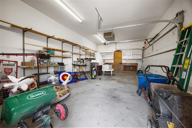 garage with a garage door opener