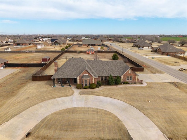 bird's eye view with a residential view