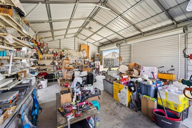 garage featuring metal wall