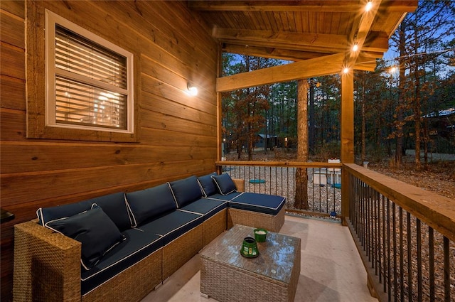 exterior space with an outdoor living space