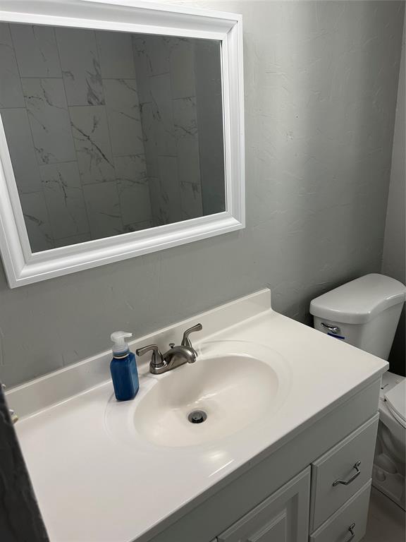 bathroom with vanity and toilet