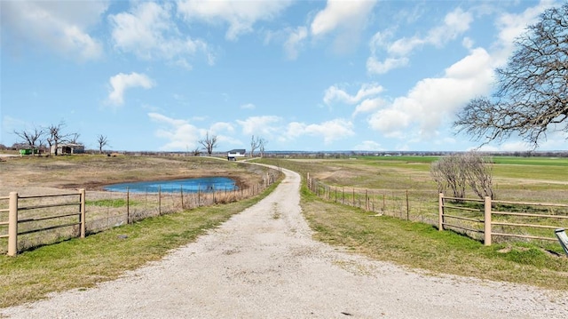 view of road with a rural view