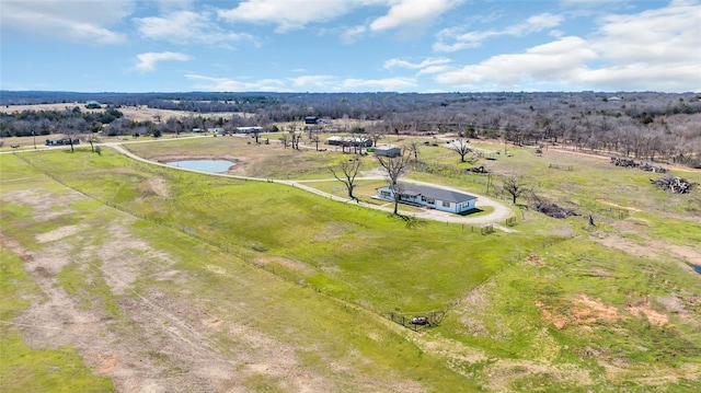 bird's eye view with a rural view and a water view