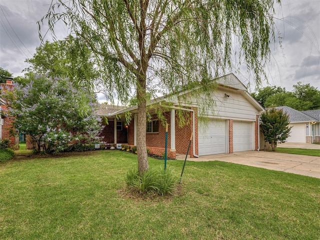 4303 N Redmond Ave, Bethany, OK 73008 - ranch-style home featuring brick siding, driveway, a front yard, and an attached garage