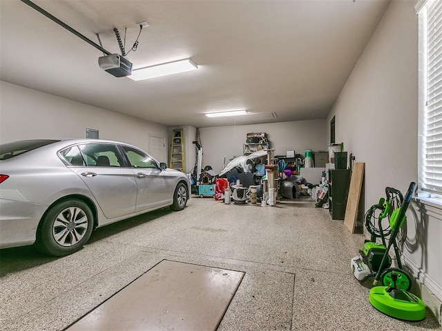 garage with a garage door opener