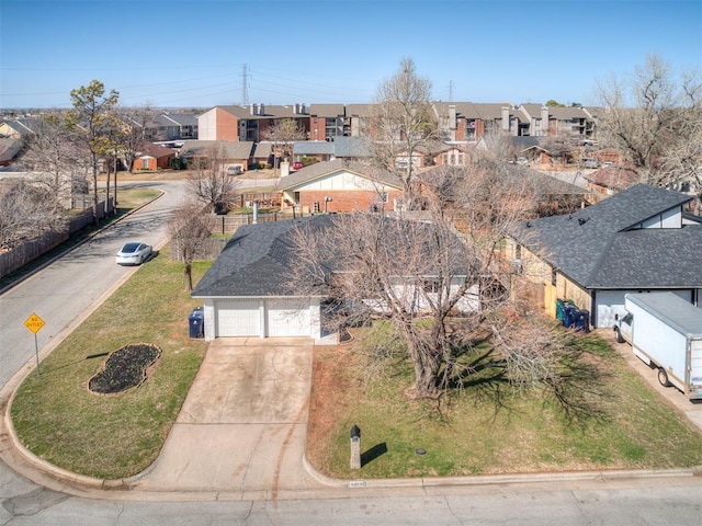 drone / aerial view with a residential view