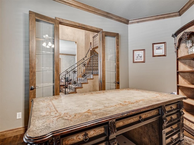 interior space featuring crown molding