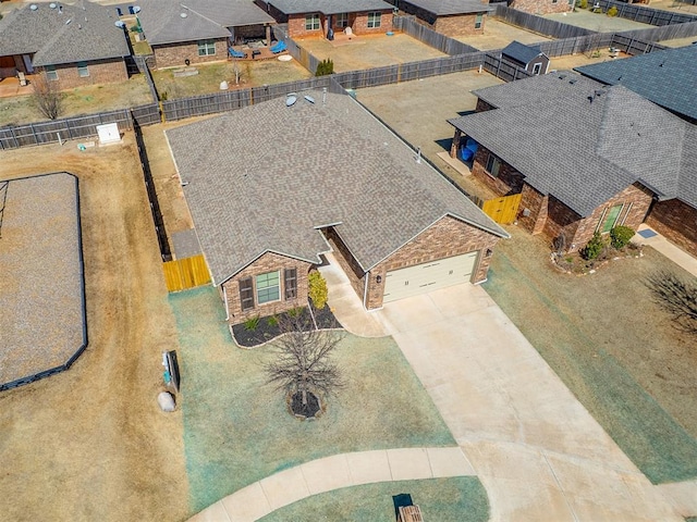 aerial view with a residential view