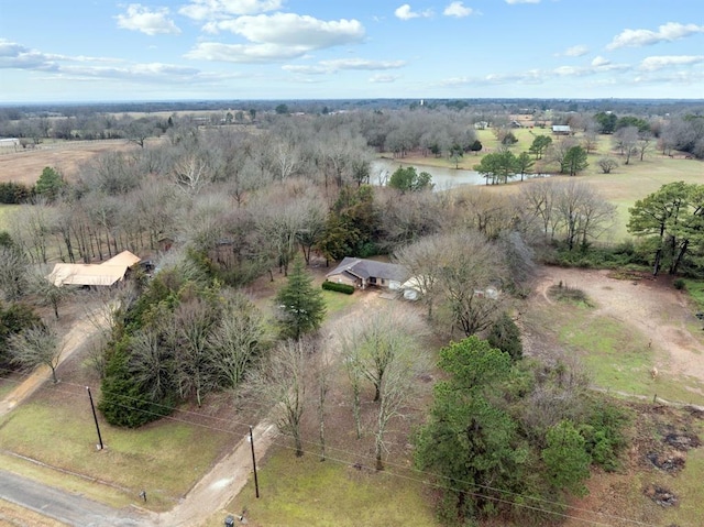 birds eye view of property featuring a rural view