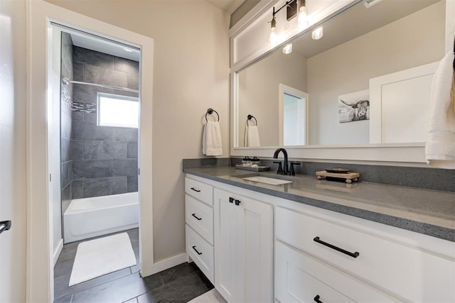 2580 Sunset Ct, Guthrie, OK 73044 - full bath featuring vanity, baseboards, tile patterned flooring, and tub / shower combination