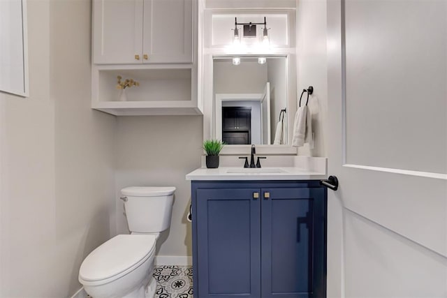 2580 Sunset Ct, Guthrie, OK 73044 - half bathroom with toilet, vanity, and baseboards