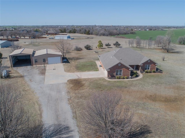 drone / aerial view featuring a rural view