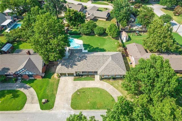 drone / aerial view with a residential view